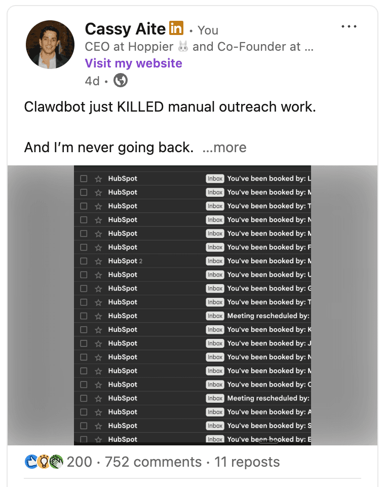 Lead magnet LinkedIn post