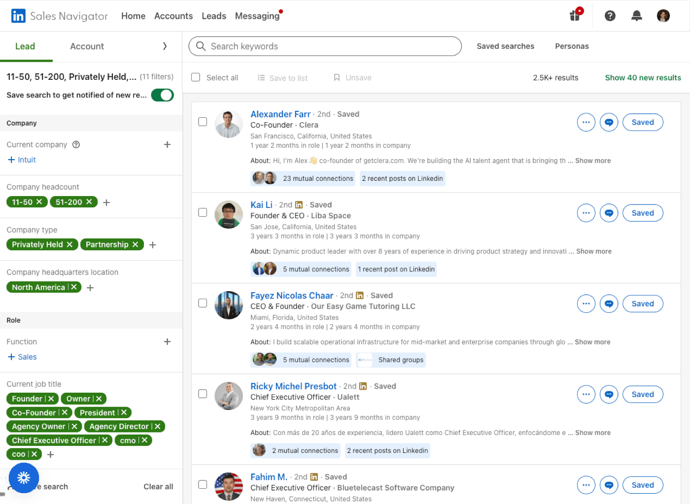 Building prospect lists in LinkedIn Sales Navigator