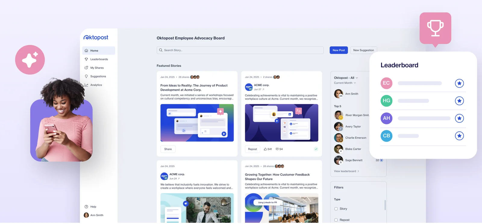 Oktopost dashboard
