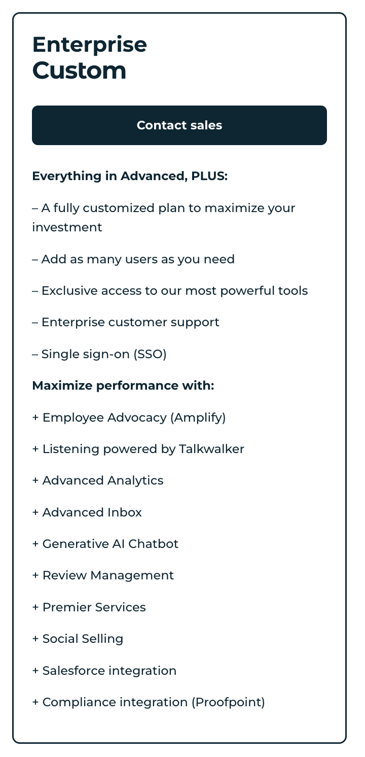 Hootsuite Amplify pricing (Enterprise add-on)