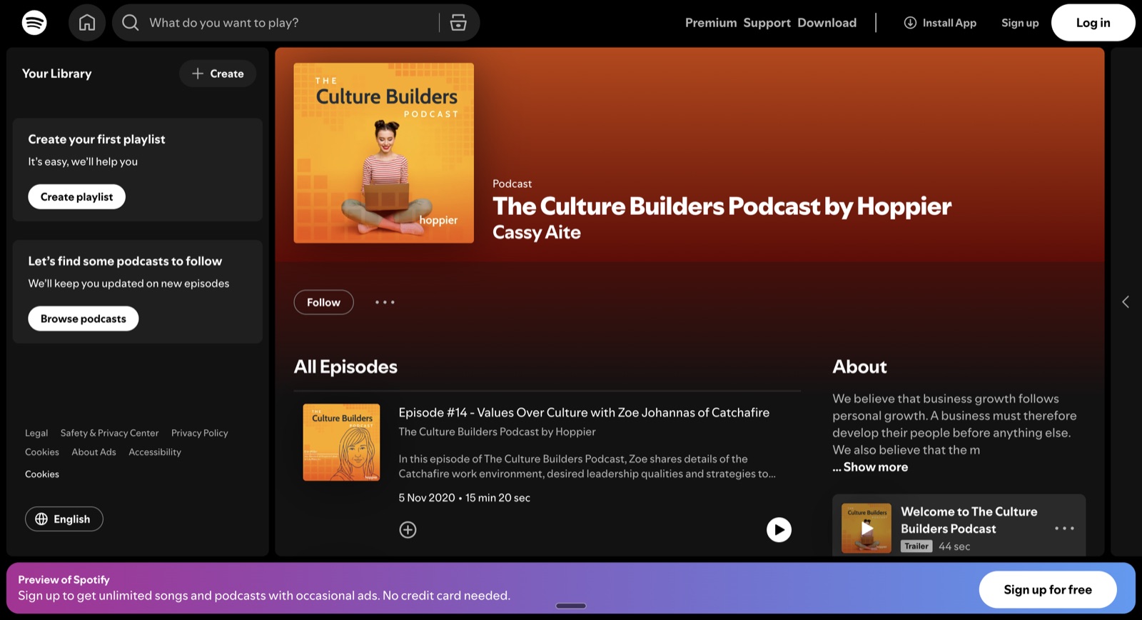 The Culture Builders Podcast by Hoppier on Spotify, hosted by Cassy Aite