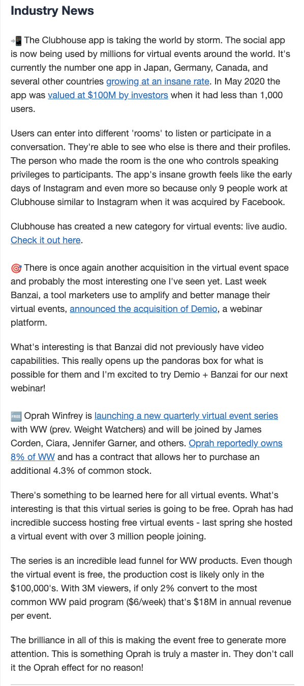 The Industry News section of the Hoppier newsletter