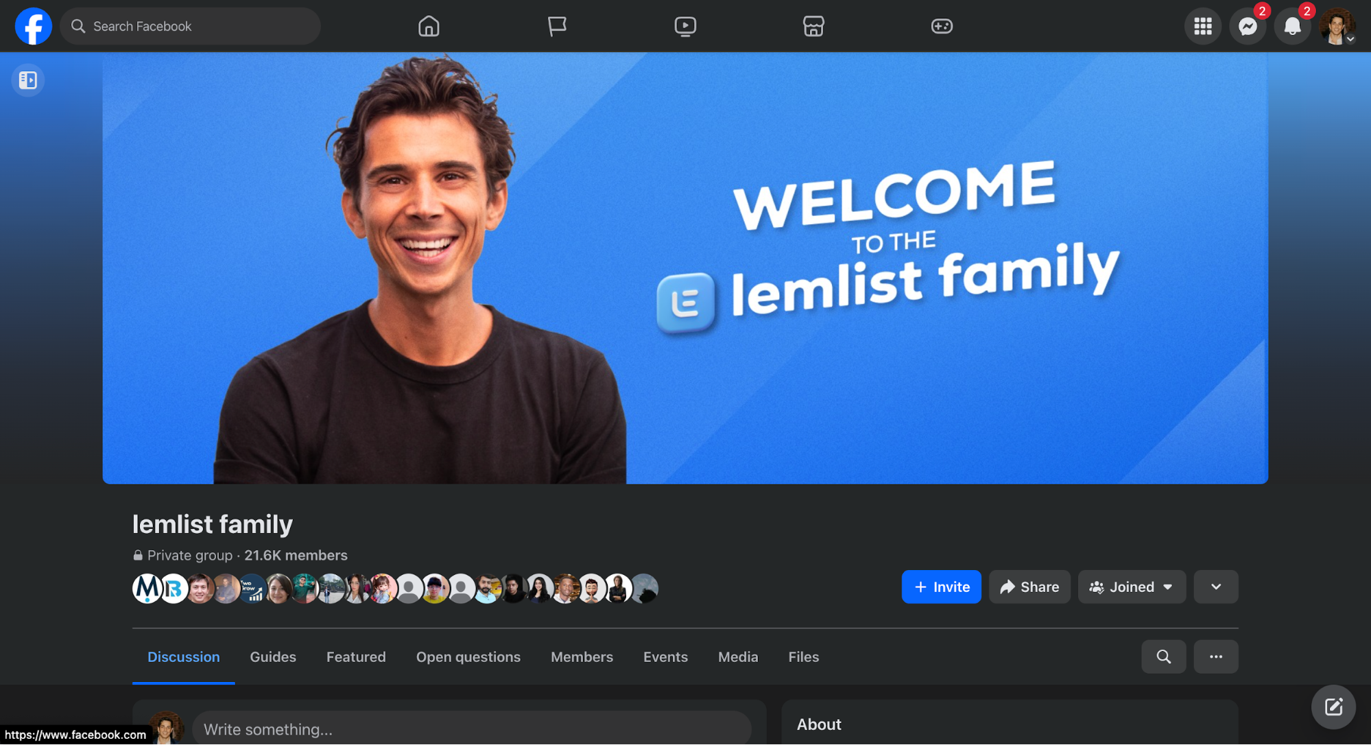 Facebook group for relationship building