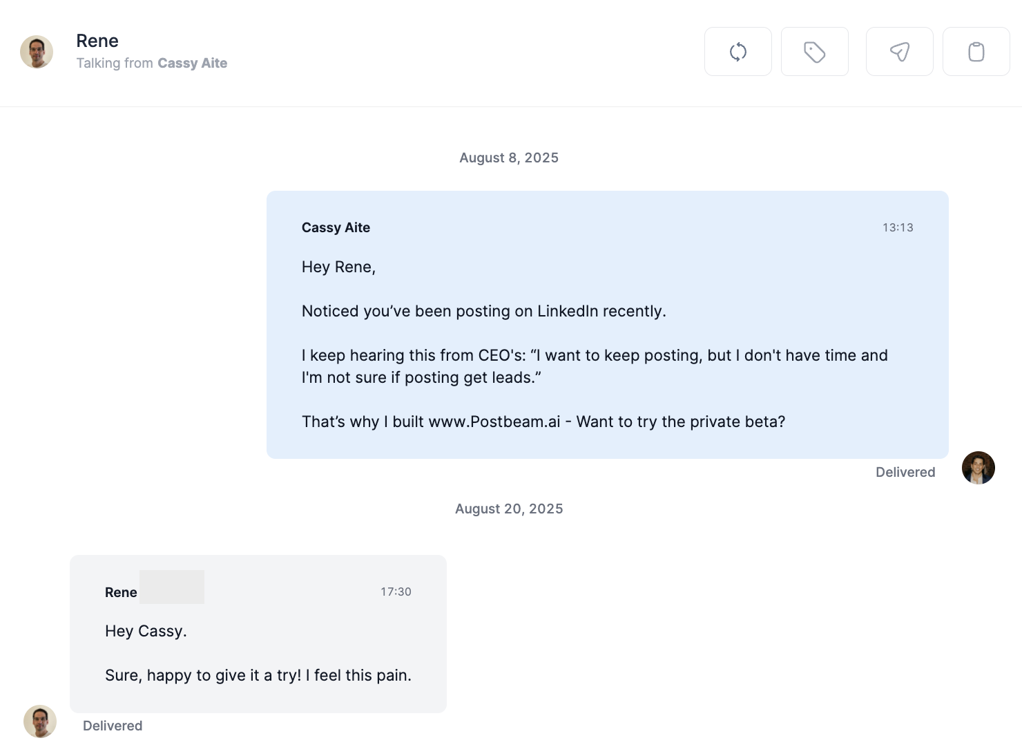 Social selling LinkedIn outreach message