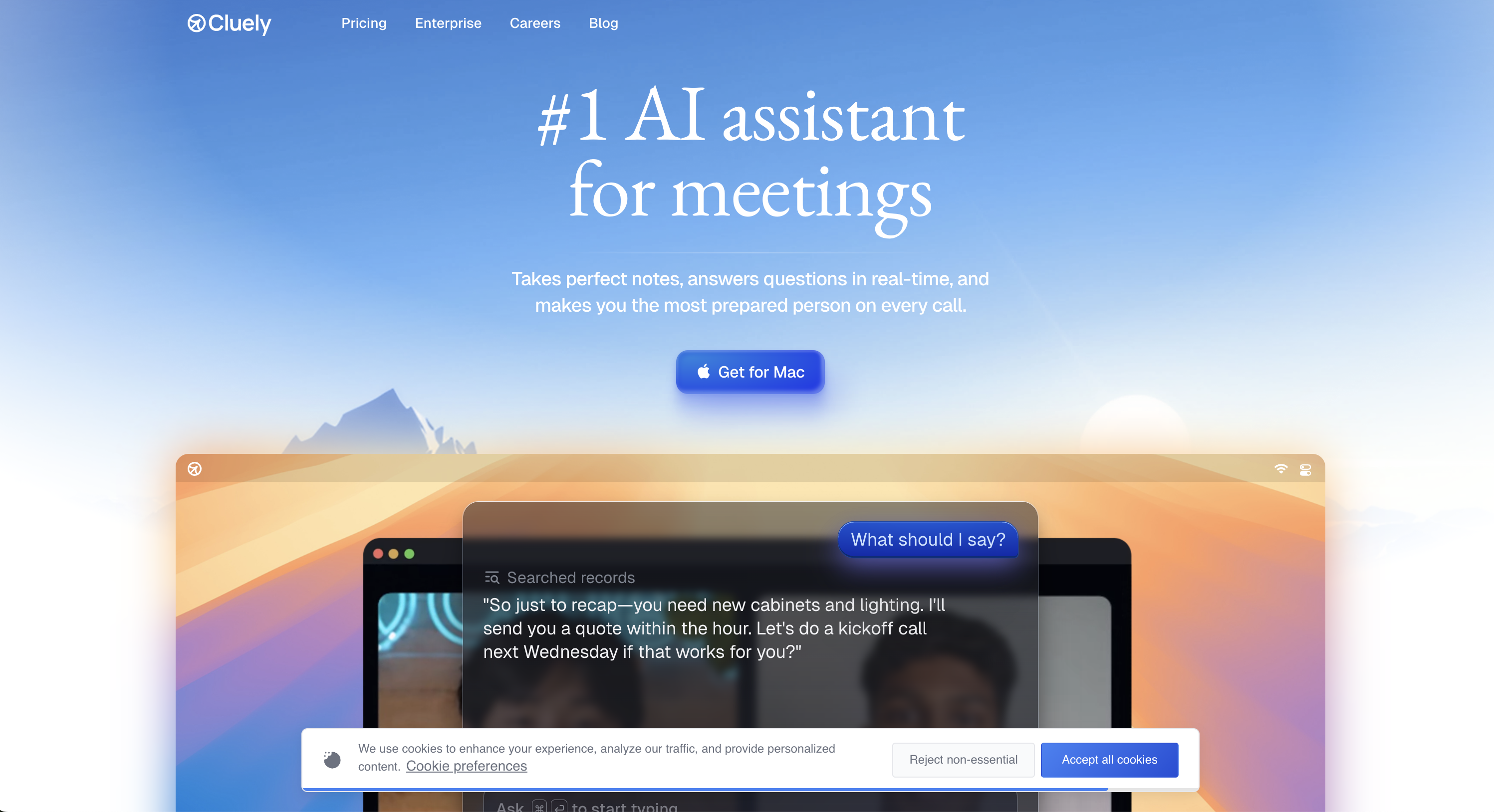 Cluely homepage: '#1 AI assistant for meetings'