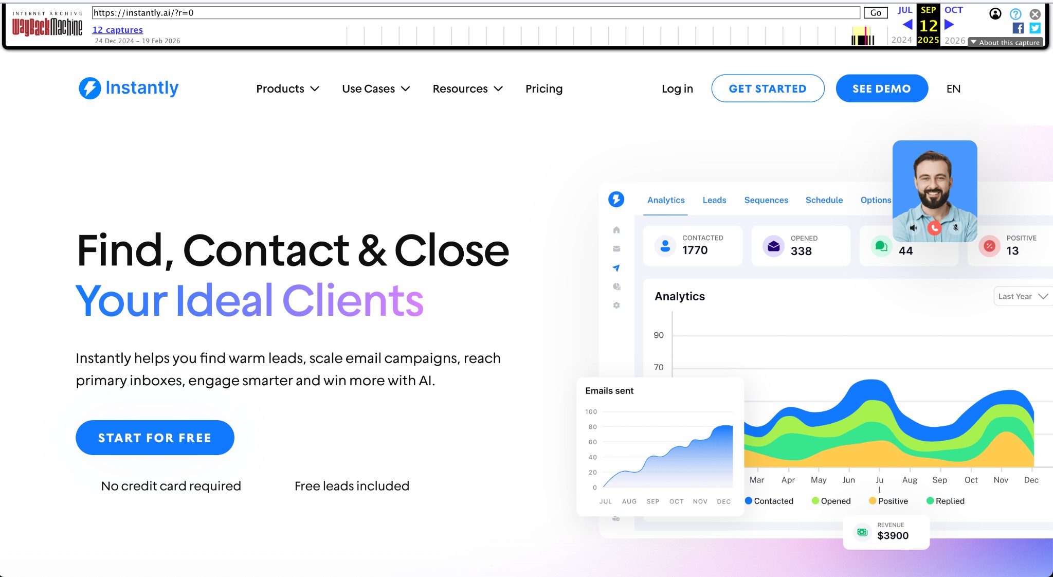 Instantly.ai 2025 — Find, Contact and Close with analytics dashboard
