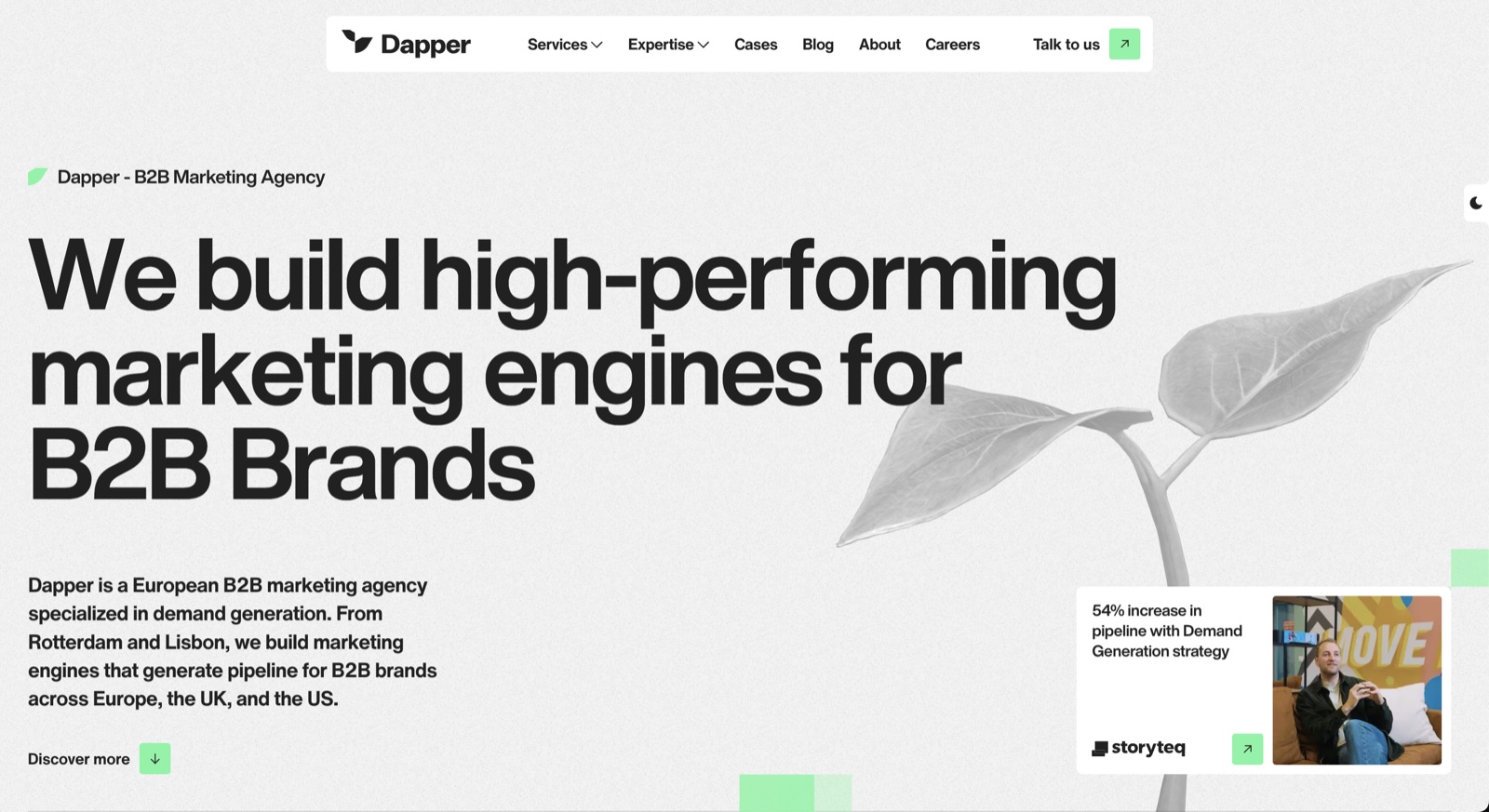 Dapper homepage: European B2B marketing agency building high-performing marketing engines