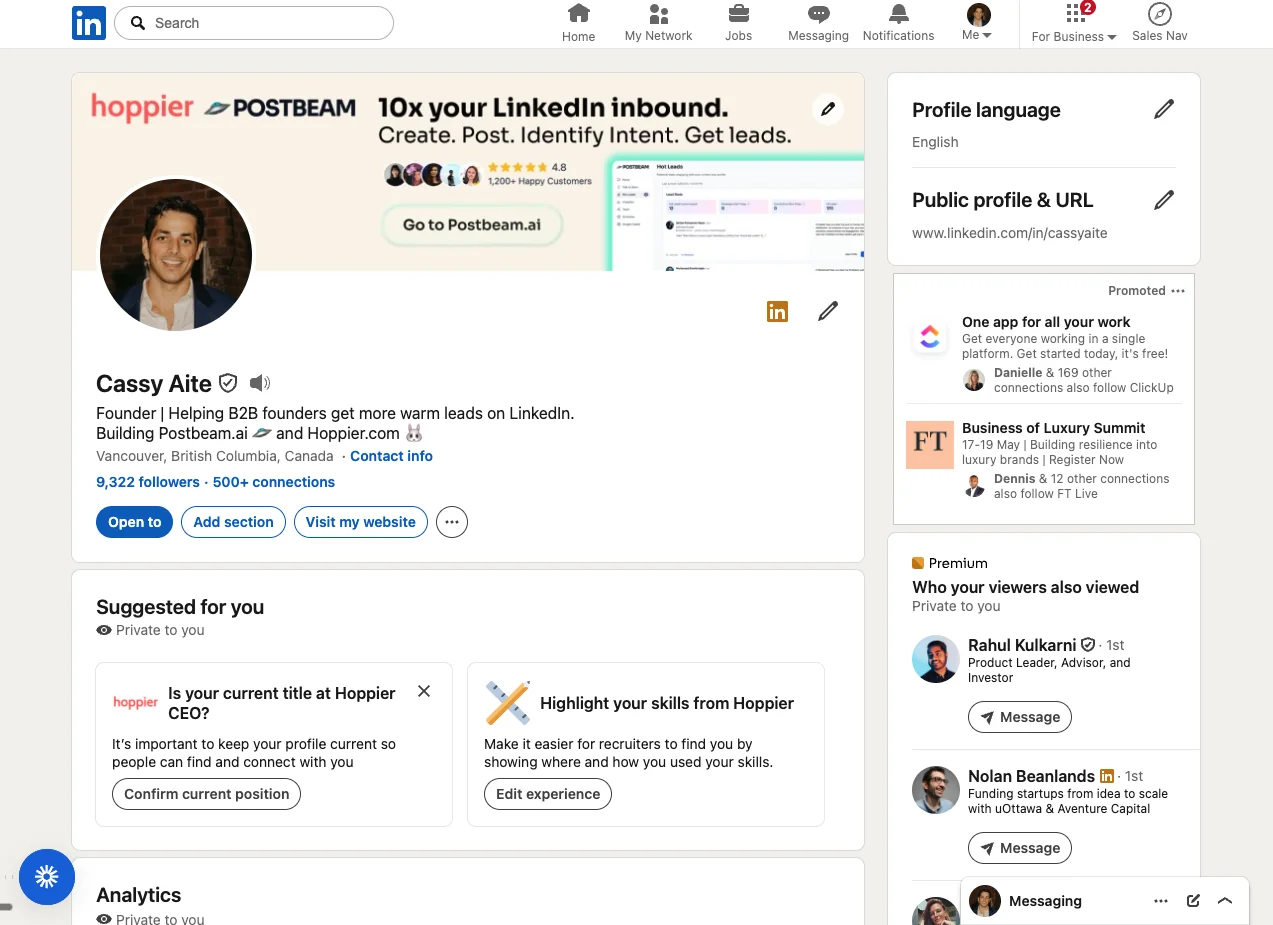 Cassy Aite LinkedIn profile with Premium badge