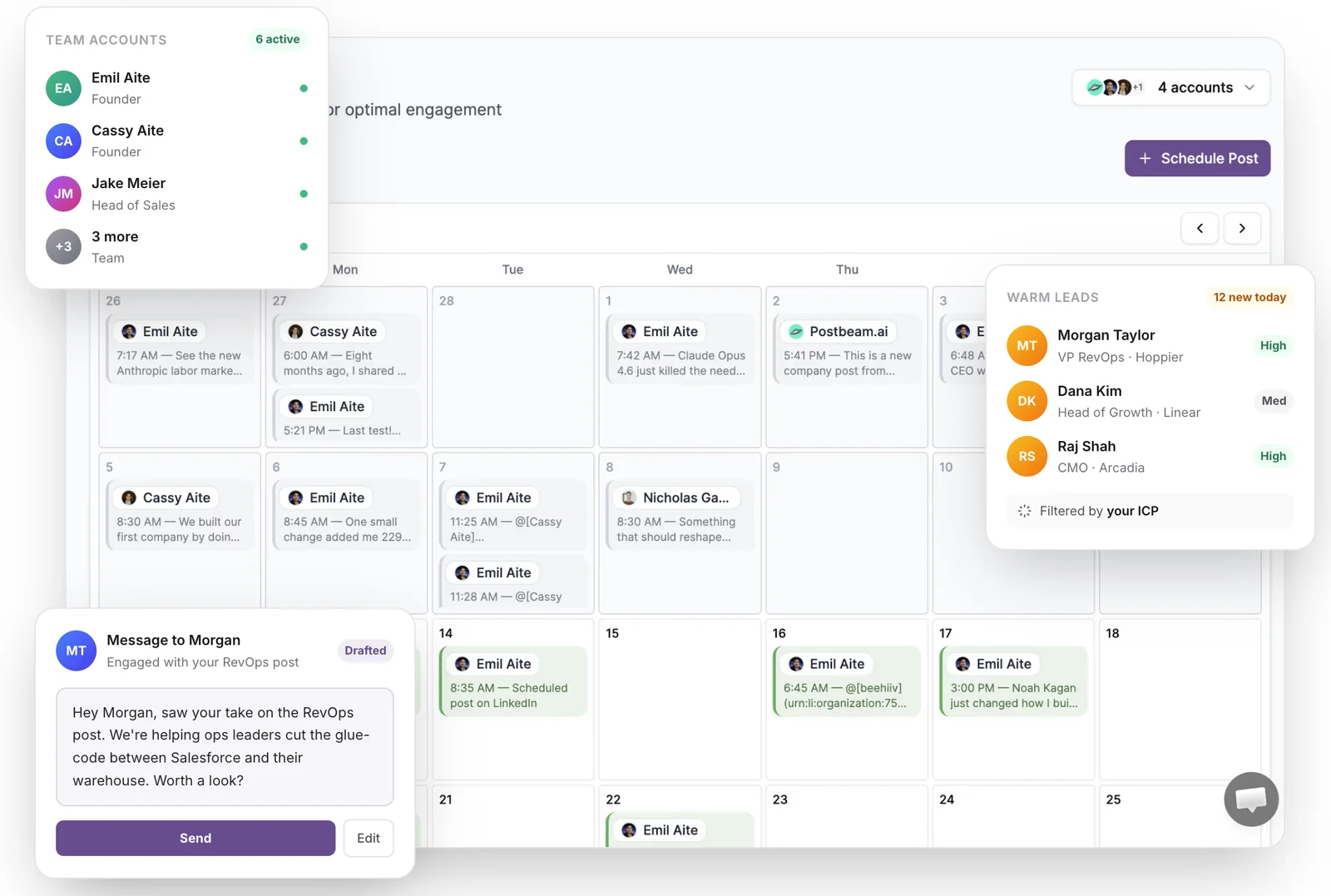 Postbeam schedule posts dashboard